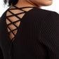 Planet Gold Women's Trendy Plus Size Lace-Up-Back Bodycon Dress Black Size Extra Large