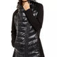 Calvin Klein Women's Asymmetrical Mixed-Media Puffer Jacket Black Size X-Large