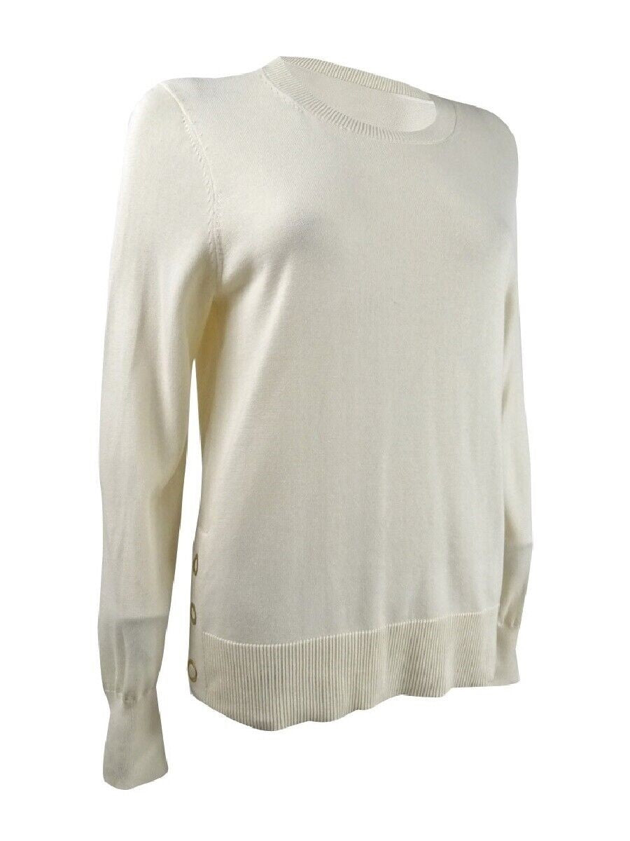Michael Kors Women's Snap-Hem Sweater Bone Size Medium