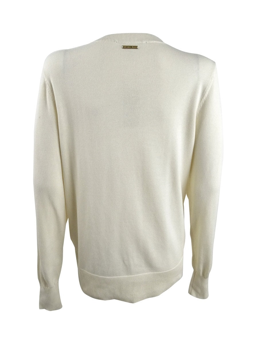 Michael Kors Women's Snap-Hem Sweater Bone Size Medium