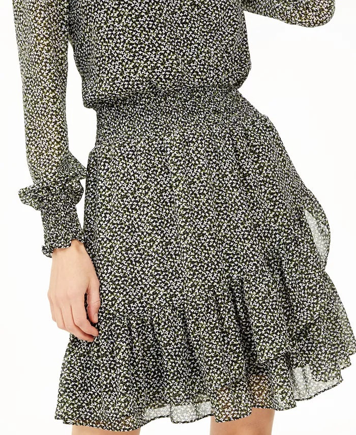 Michael Kors Wome's Floral-Print Faux-Wrap Dress Regular & Petite Black Size Small