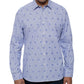 Kenneth Cole Men's Mirror Stretch Dot Stripe Shirt Blue Size XX Large