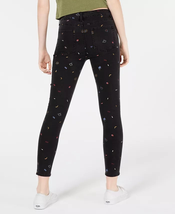 Tinseltown Juniors' Graphic-Print Skinny Jeans Black Size 3