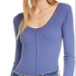 Free People Women's Dark Side Fitted Cotton Blend Top Purple Size X-Small