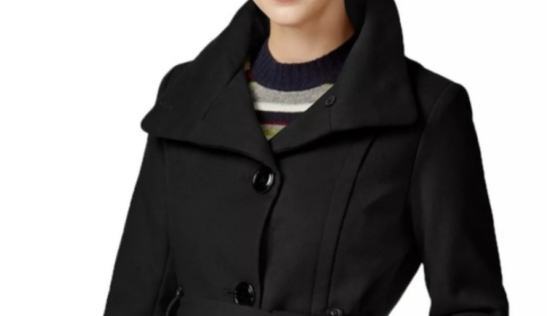 Madden Girl Junior's Belted Skirted Coat Black Size Large
