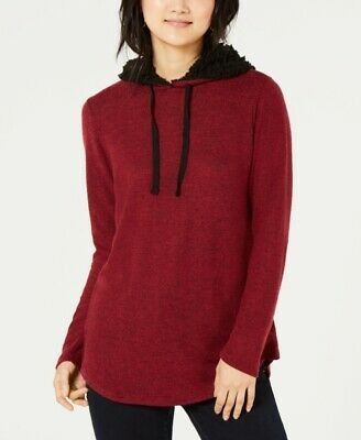 Ultra Flirt Juniors' Sherpa Lined Hoodie Red Size X-Large