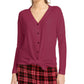 Ultra Flirt Juniors' Waffle-Knit Tie-Front Top Dark Red Size Medium