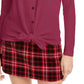 Ultra Flirt Juniors' Waffle-Knit Tie-Front Top Dark Red Size Medium