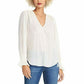 Rachel Roy Women's Lulu V-Neck Shirred-Cuff Top White Size X-Large