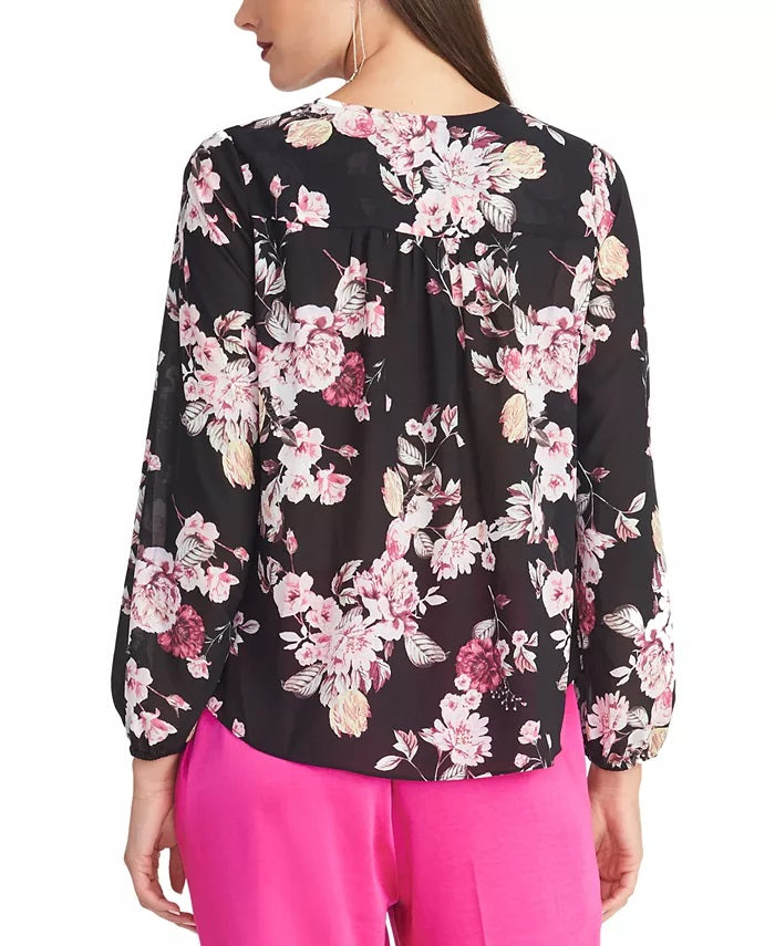 Rachel Roy Women's Layla Asymmetrical-Ruffle Top Black Size X-Large