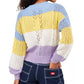 Ultra Flirt Juniors' Striped Balloon-Sleeve Sweater Blue Size Extra Large