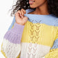 Ultra Flirt Juniors' Striped Balloon-Sleeve Sweater Blue Size Extra Large