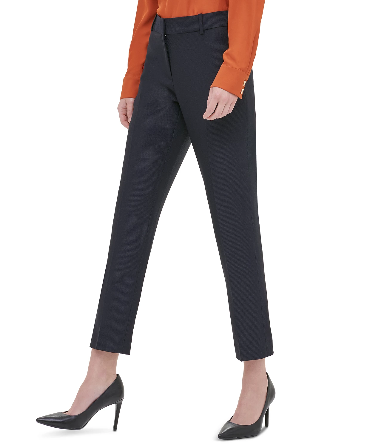 Calvin Klein Women's Twill Slim-Leg Pants Navy Size 6