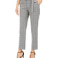 Calvin Klein Women's Windowpane Print Belted Pants Gray Size 8