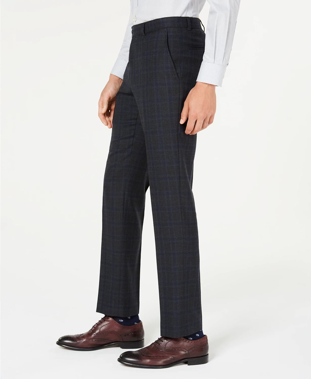 Tommy Hilfiger Men's Modern Fit Thflex Stretch  Windowpane Plaid Suit Pants Blue Size 32WX30L
