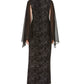 Connected Embellished Women's Flocked Chiffon Gown Silver Size 6