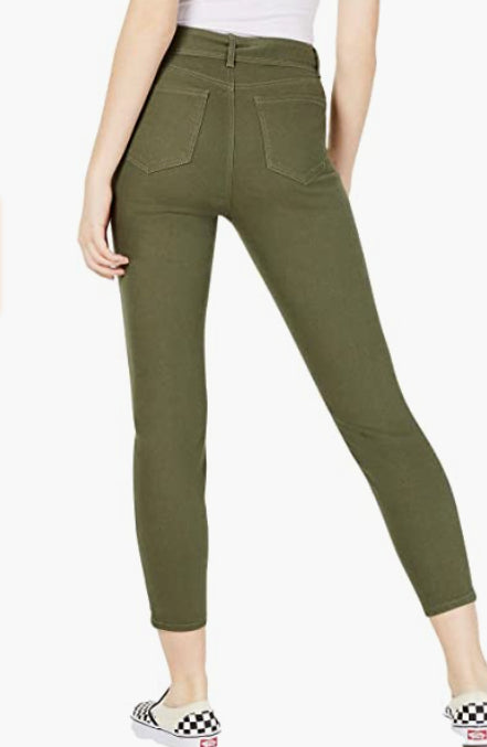Vanilla Star Women's Belted Cropped Jeans Green Size 13
