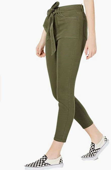 Vanilla Star Women's Belted Cropped Jeans Green Size 13