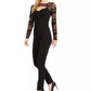 Guess Women's  Sheer Sleeve Cut-Out Jumpsuit Black Size Small