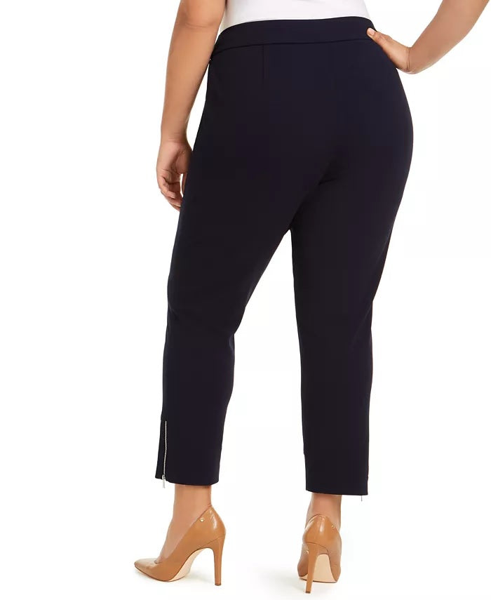Calvin Klein Women's Plus Size Cropped Zipper-Pocket Pants Blue Size 18W