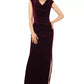 XSCAPE Women's Petite Drape-Front Velvet Gown Lt/Pas Purple Size 8