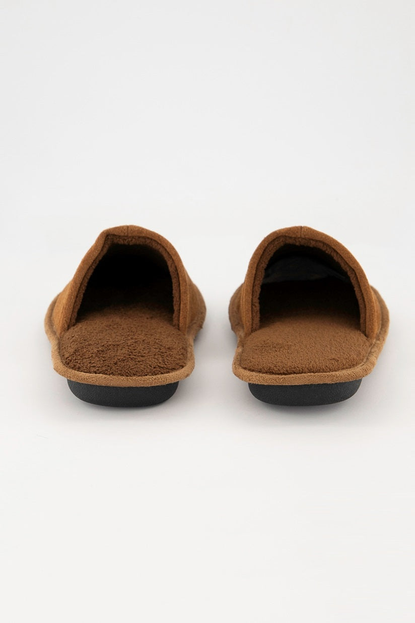 Gold Toe Men's Suede Memory Foam Slip On Slippers Beige Size Small