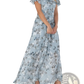 V-neck Floral Ruffle Maxi Summer Dress