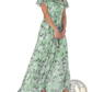 V-neck Floral Ruffle Maxi Summer Dress