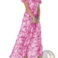 V-neck Floral Ruffle Maxi Summer Dress
