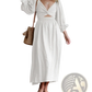 V-neck Lantern Sleeve Reversible Midi Dress