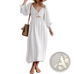 V-neck Lantern Sleeve Reversible Midi Dress
