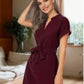 Emerald Green v Neck Short Sleeve Belted Wrap Dress