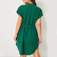 Emerald Green v Neck Short Sleeve Belted Wrap Dress