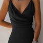 Satin v Neck High Slit Summer Maxi Dress