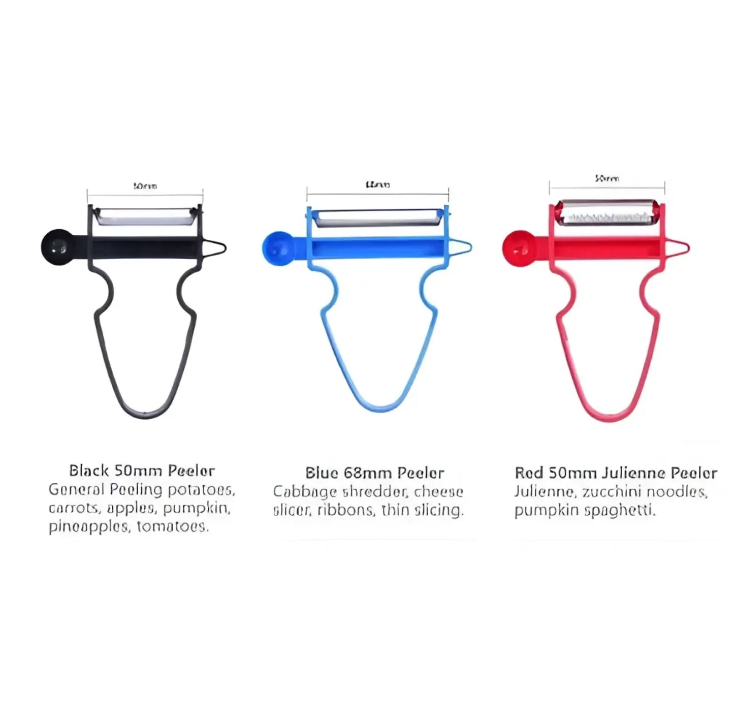 Vegetable Peeler Set Stainless Steel Swivel Blade 3 Pack