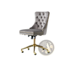 Velvet Office Chair Tufted Gray with Gold Base Swivel