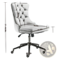 Velvet Tufted Office Chair with Gold Base Beige