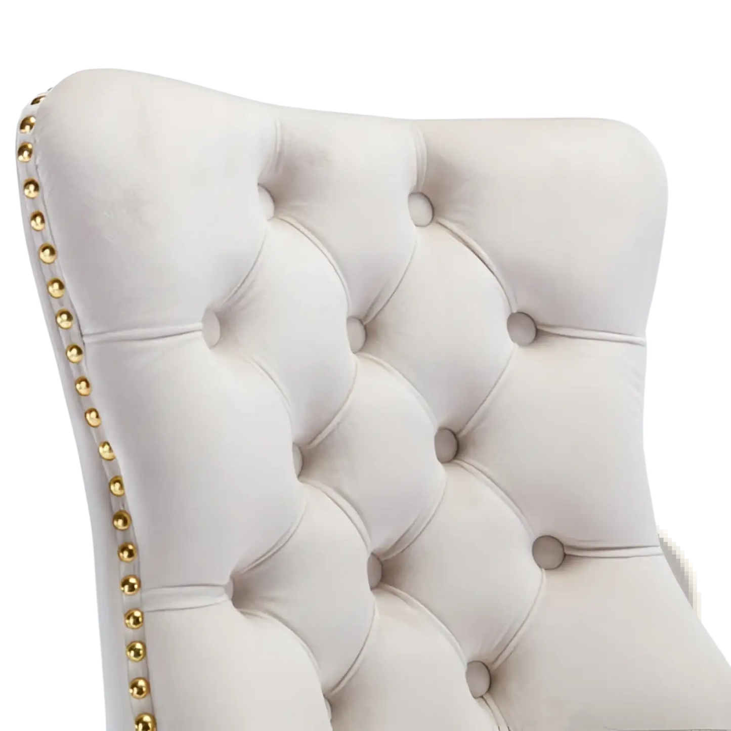 Velvet Tufted Office Chair with Gold Base Beige