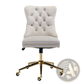 Velvet Tufted Office Chair with Gold Base Beige