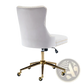 Velvet Tufted Office Chair with Gold Base Beige