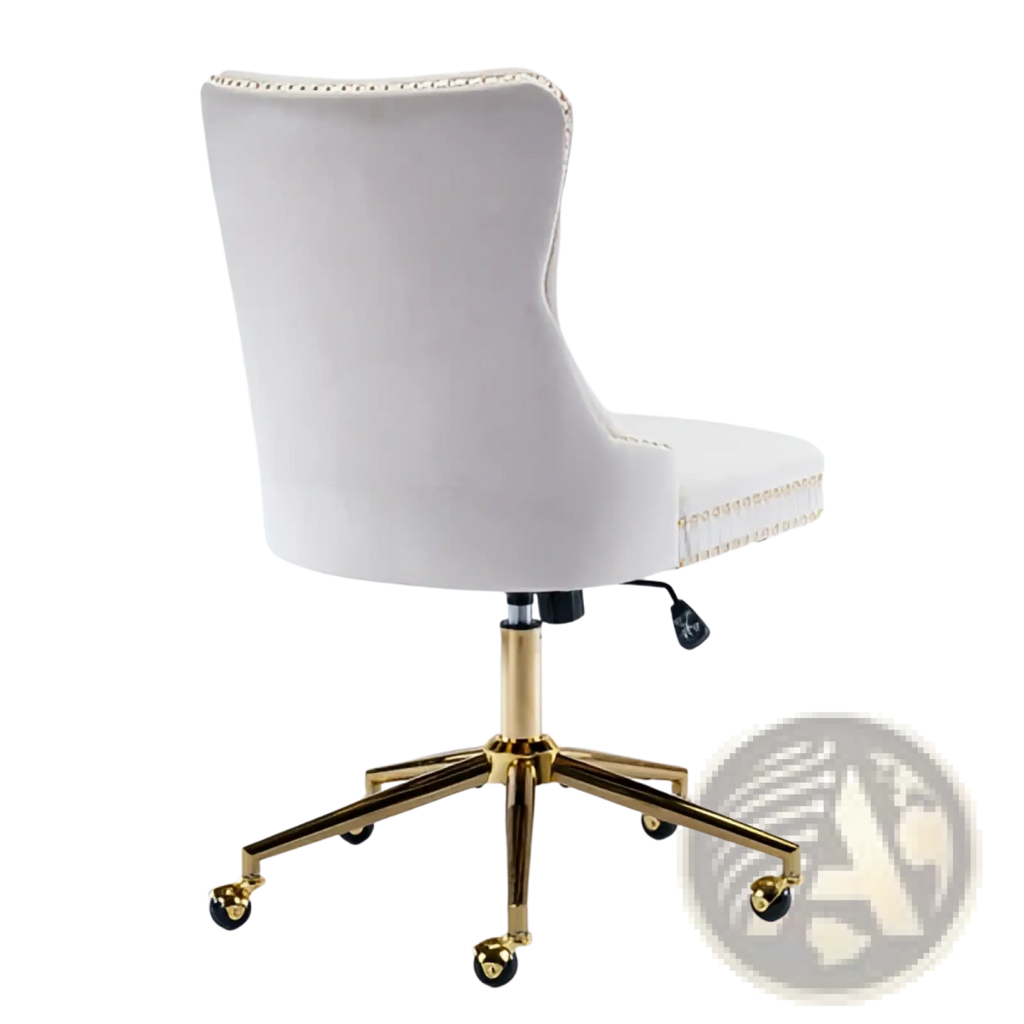 Velvet Tufted Office Chair with Gold Base Beige