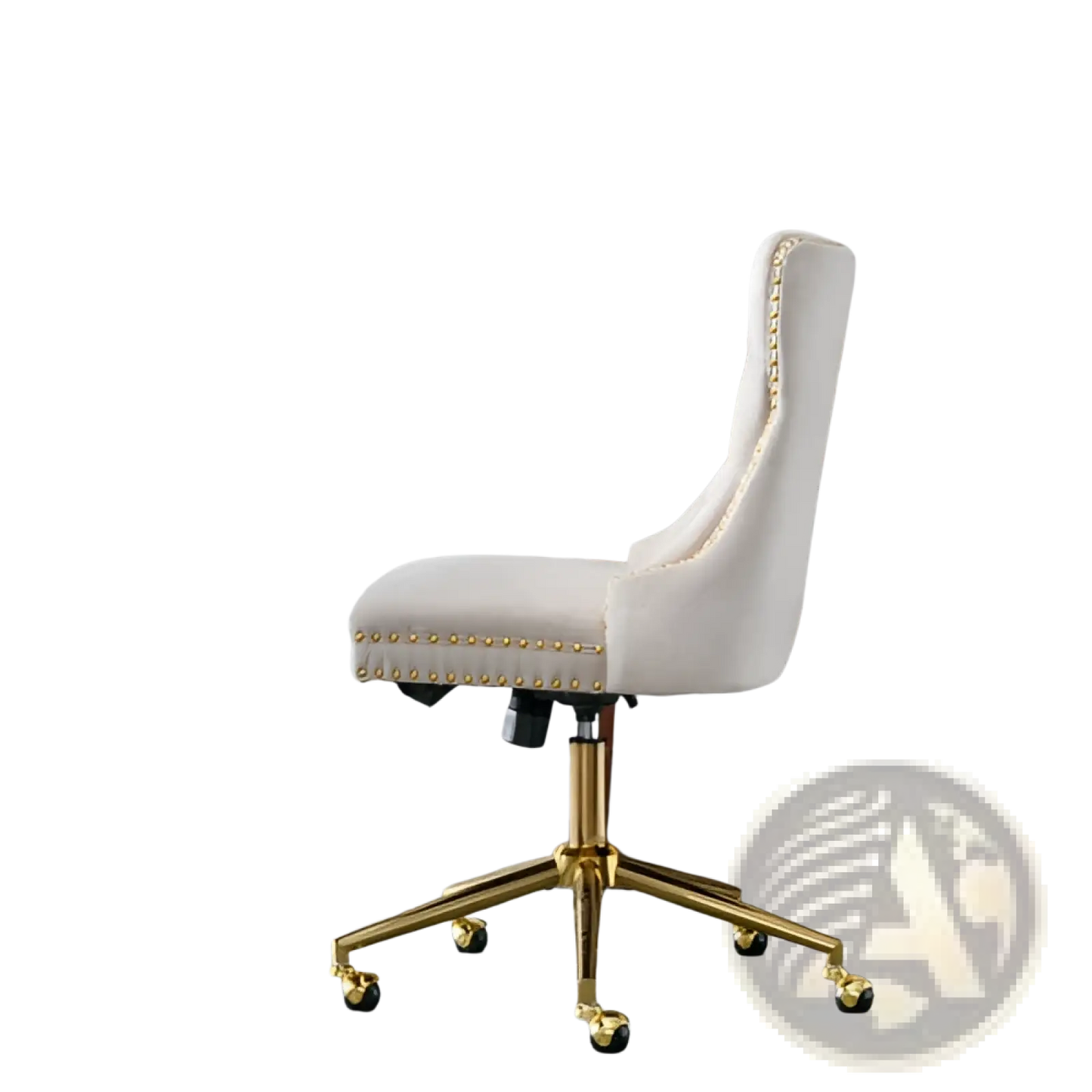 Velvet Tufted Office Chair with Gold Base Beige