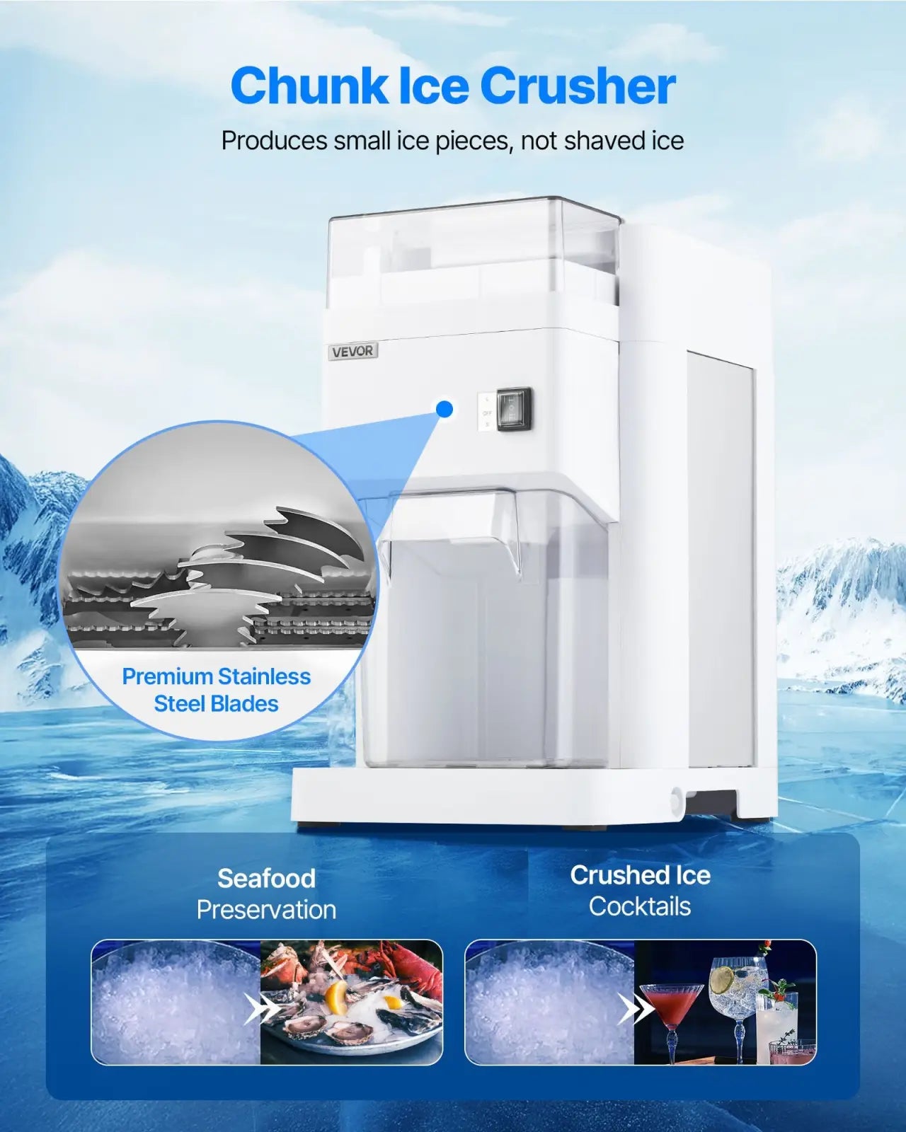 Vevor 300w Commercial Electric Ice Crusher and Shaver Machine
