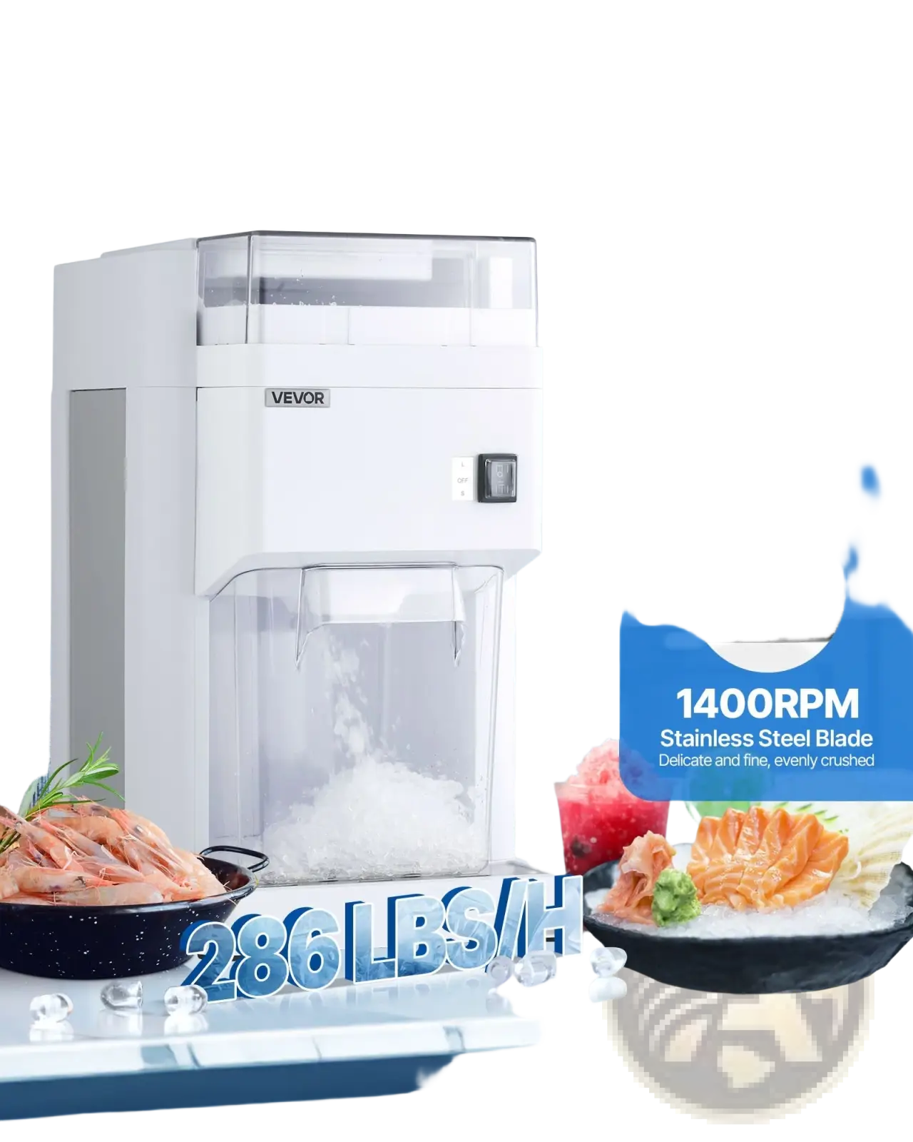 Vevor 300w Commercial Electric Ice Crusher and Shaver Machine
