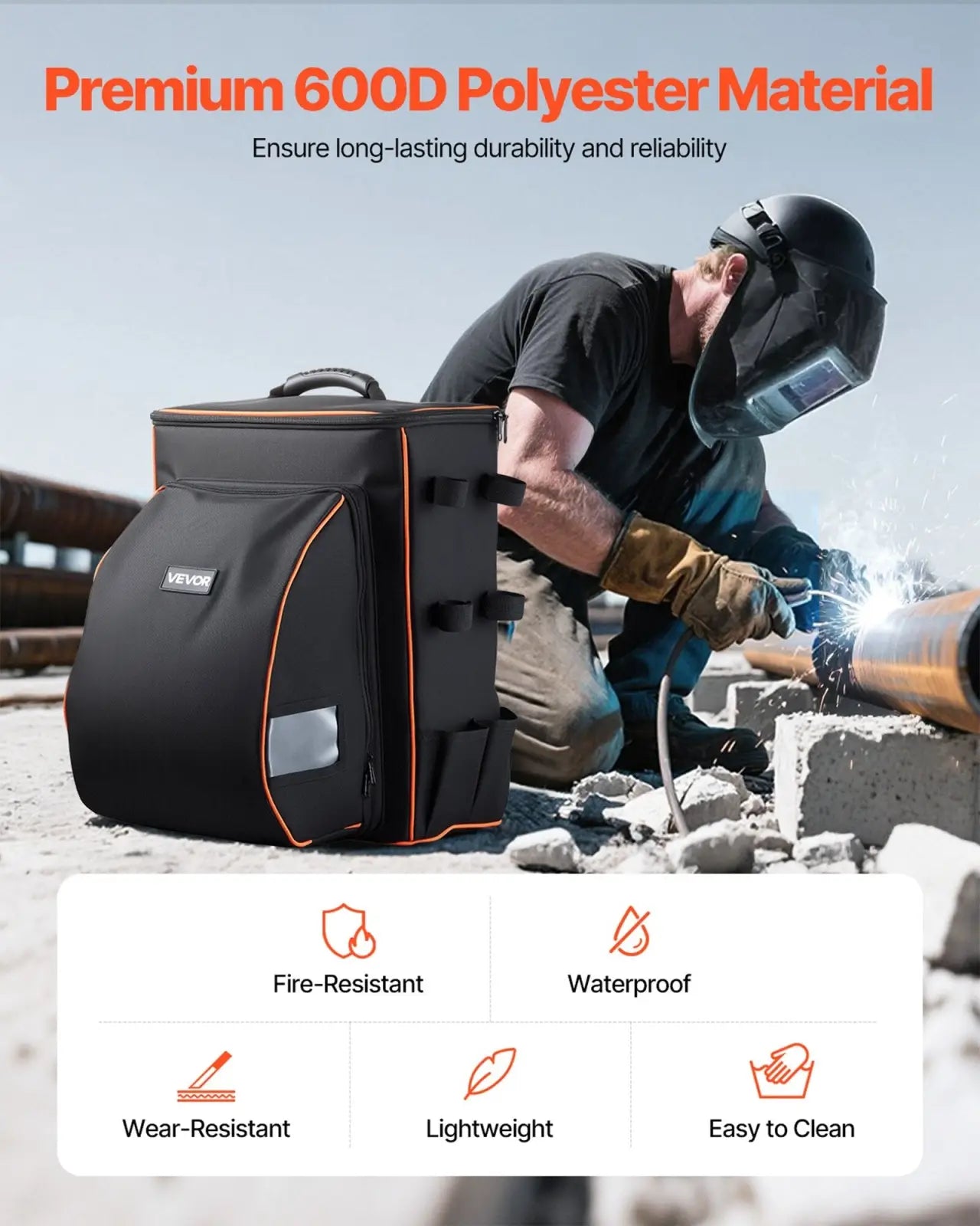 Vevor 35.6l Heavy Duty Welding Backpack with Helmet Catch Bag
