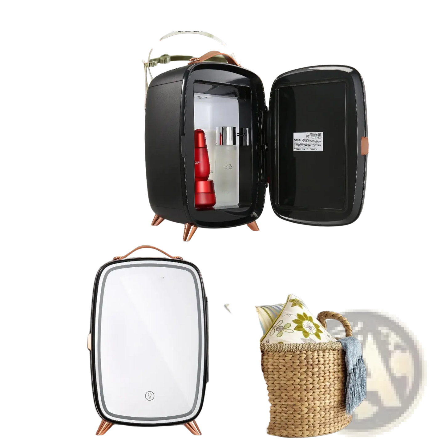 Vevor 6l Skincare Fridge with Led Mirror and Rose Gold Accents