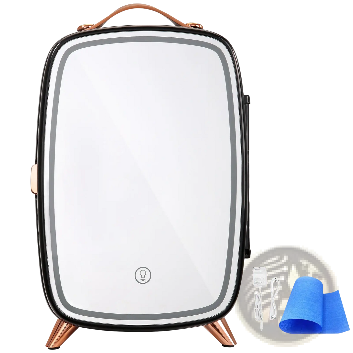 Vevor 6l Skincare Fridge with Led Mirror and Rose Gold Accents