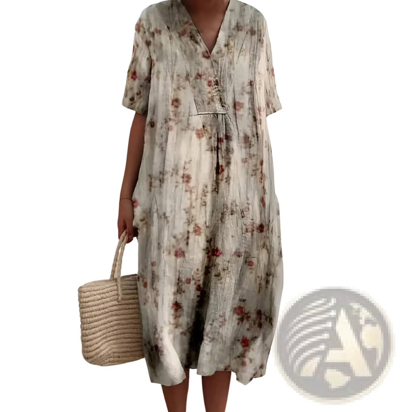 Vibrant Floral V-neck Short Sleeve Maxi Dress
