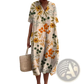 Vibrant Floral V-neck Short Sleeve Maxi Dress