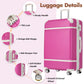 Hardshell Luggage Sets With Bags Lightweight Suitcase Double Spinner Wheels With TSA Lock ,Single Vintage Luggage 24 IN,Pink